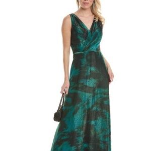 Rene Ruiz teal chiffon gown